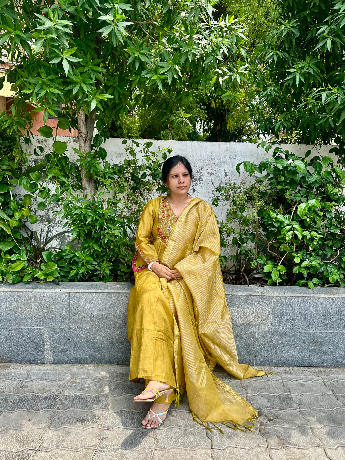 YELLOW CHANDERI SET