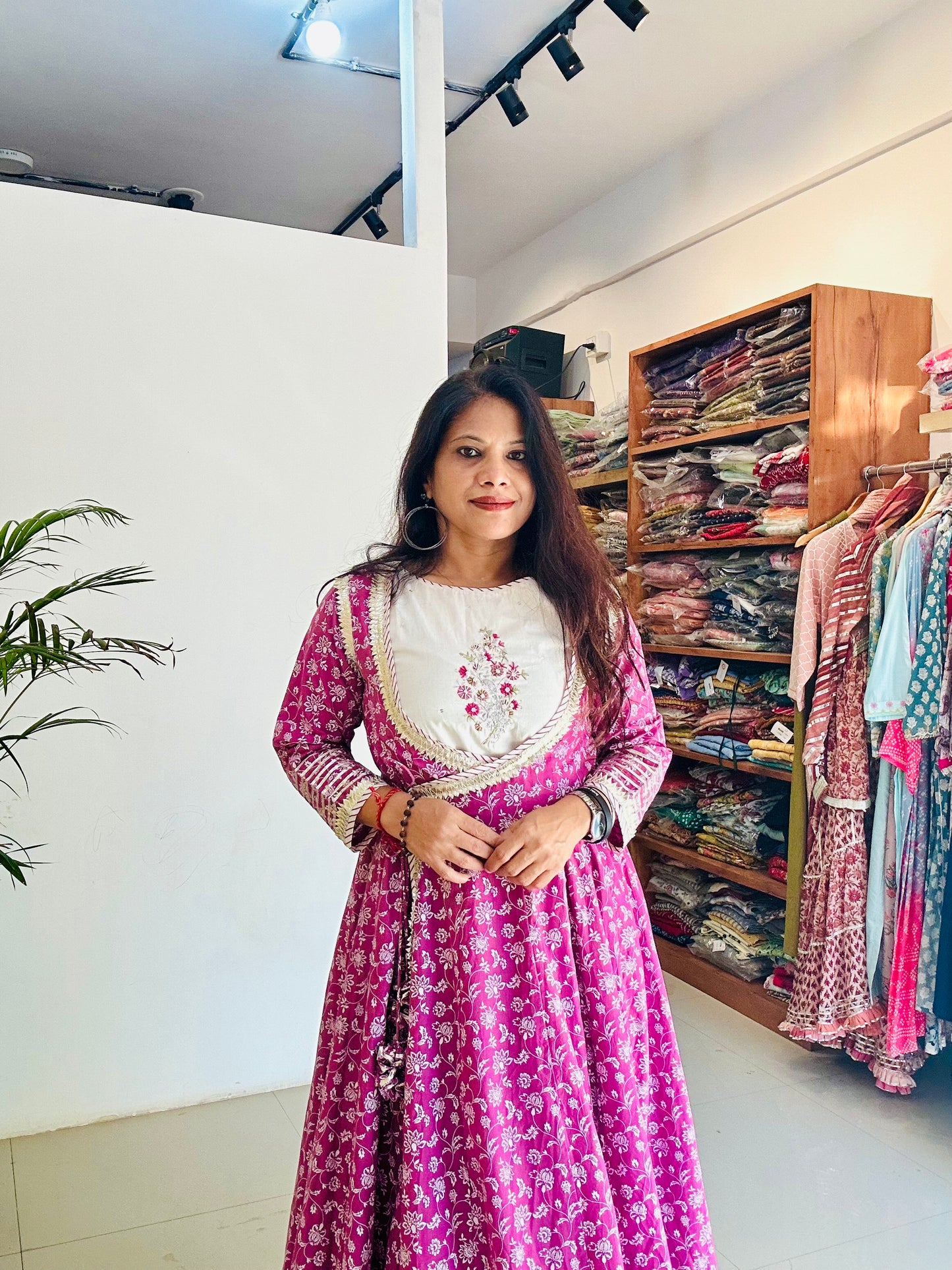 pink cotton 2 piece gown