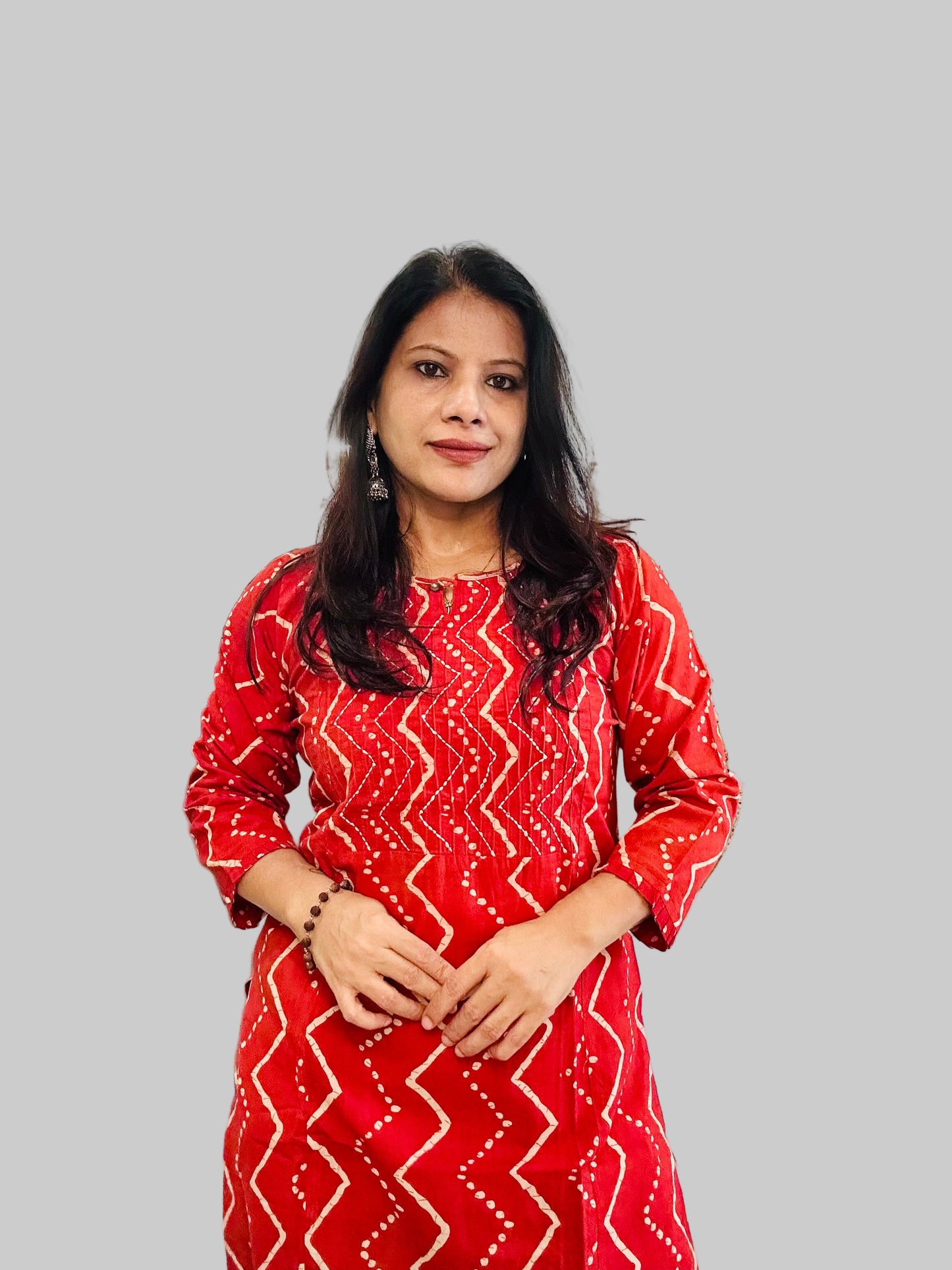 Rust red cotton printed kurti