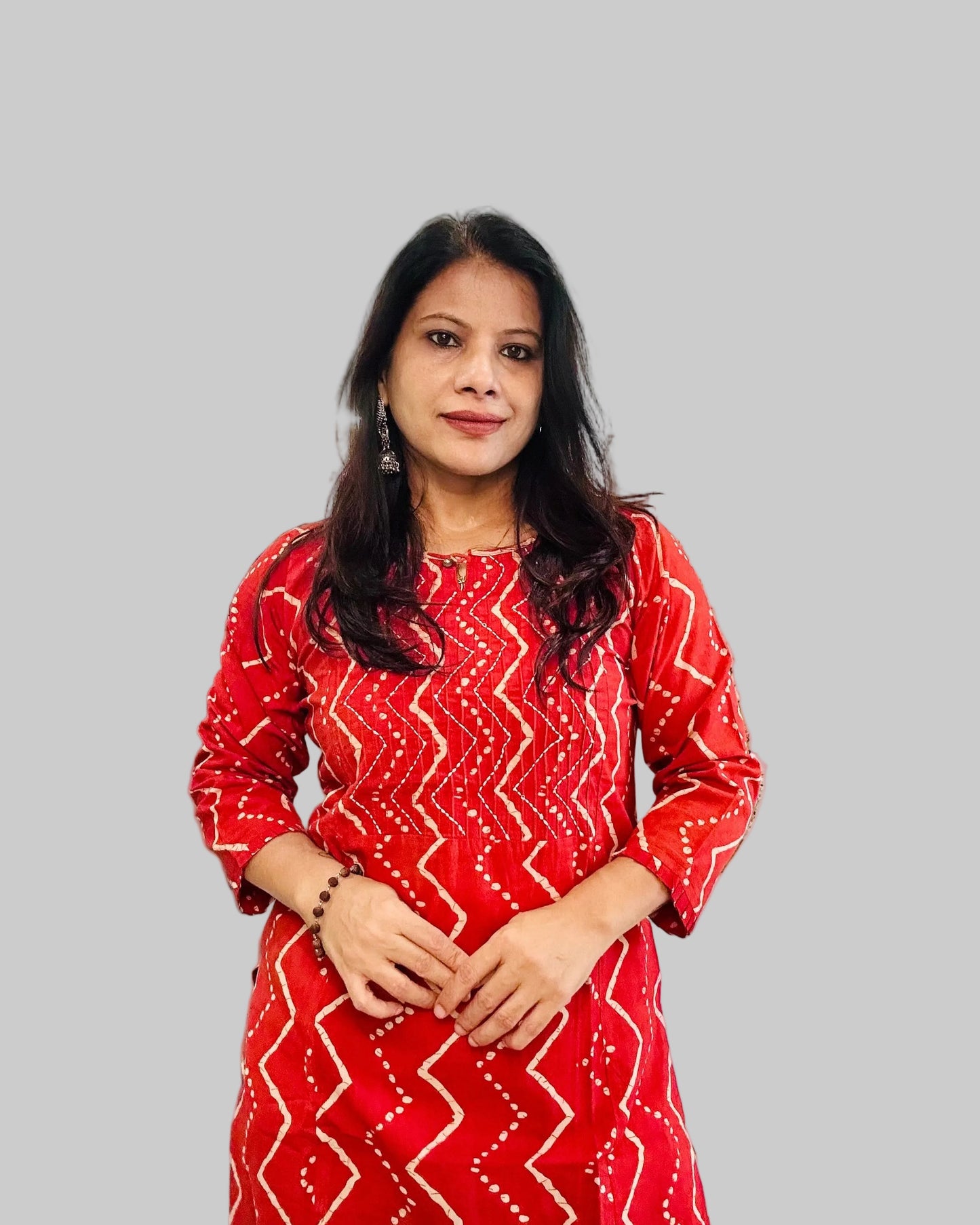 Rust red cotton printed kurti