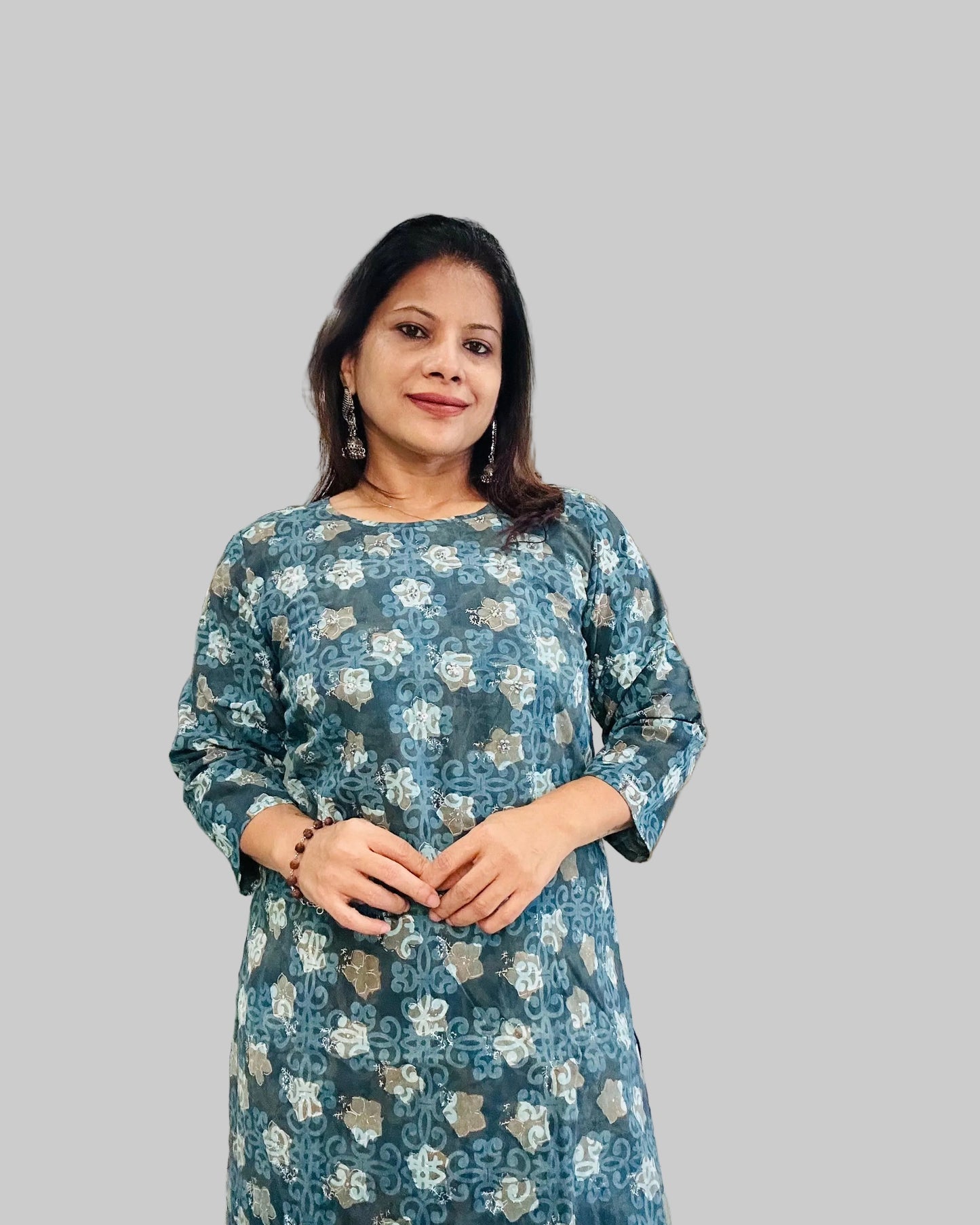 Blue cotton printed kurti