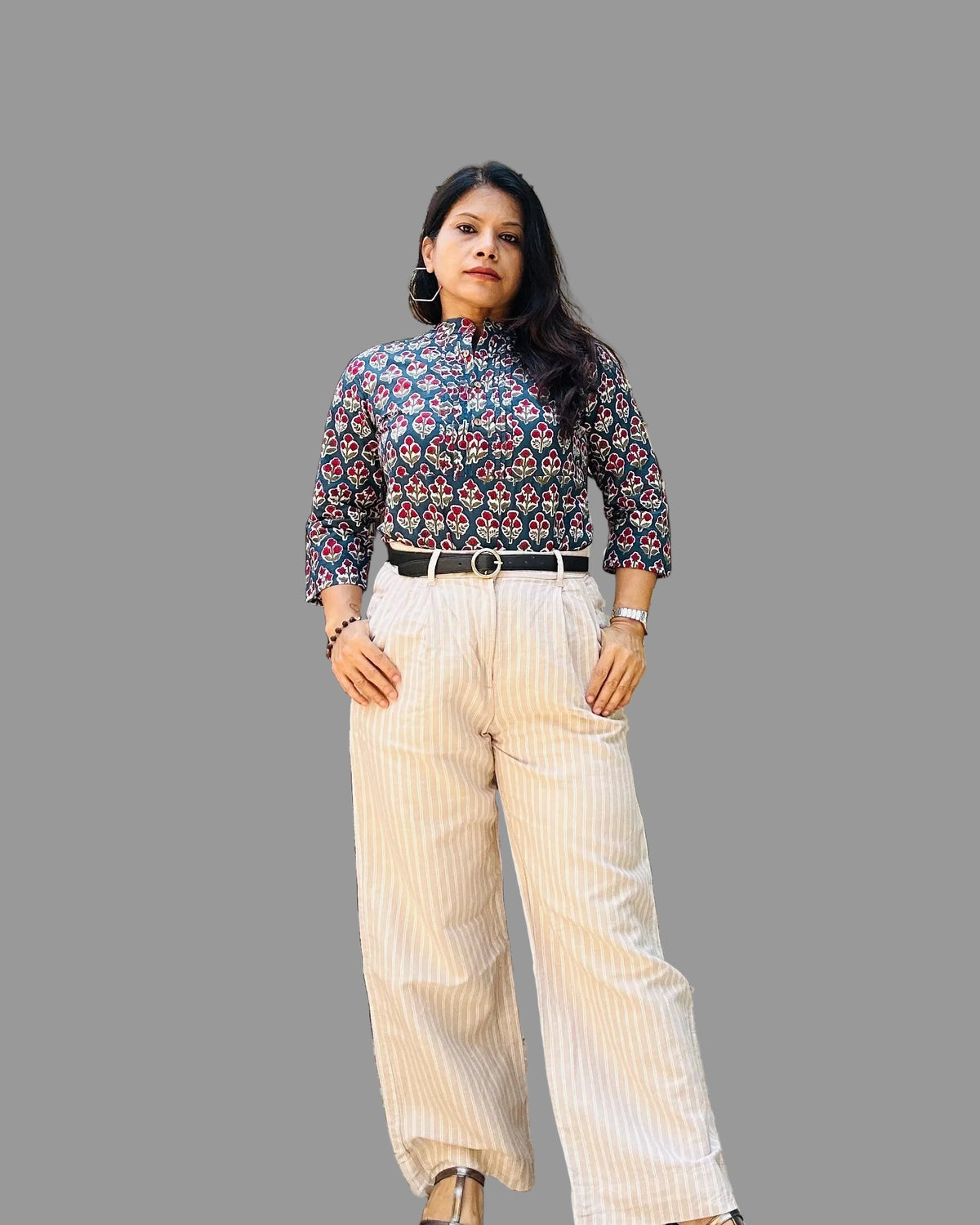 Blue cotton printed short kurti