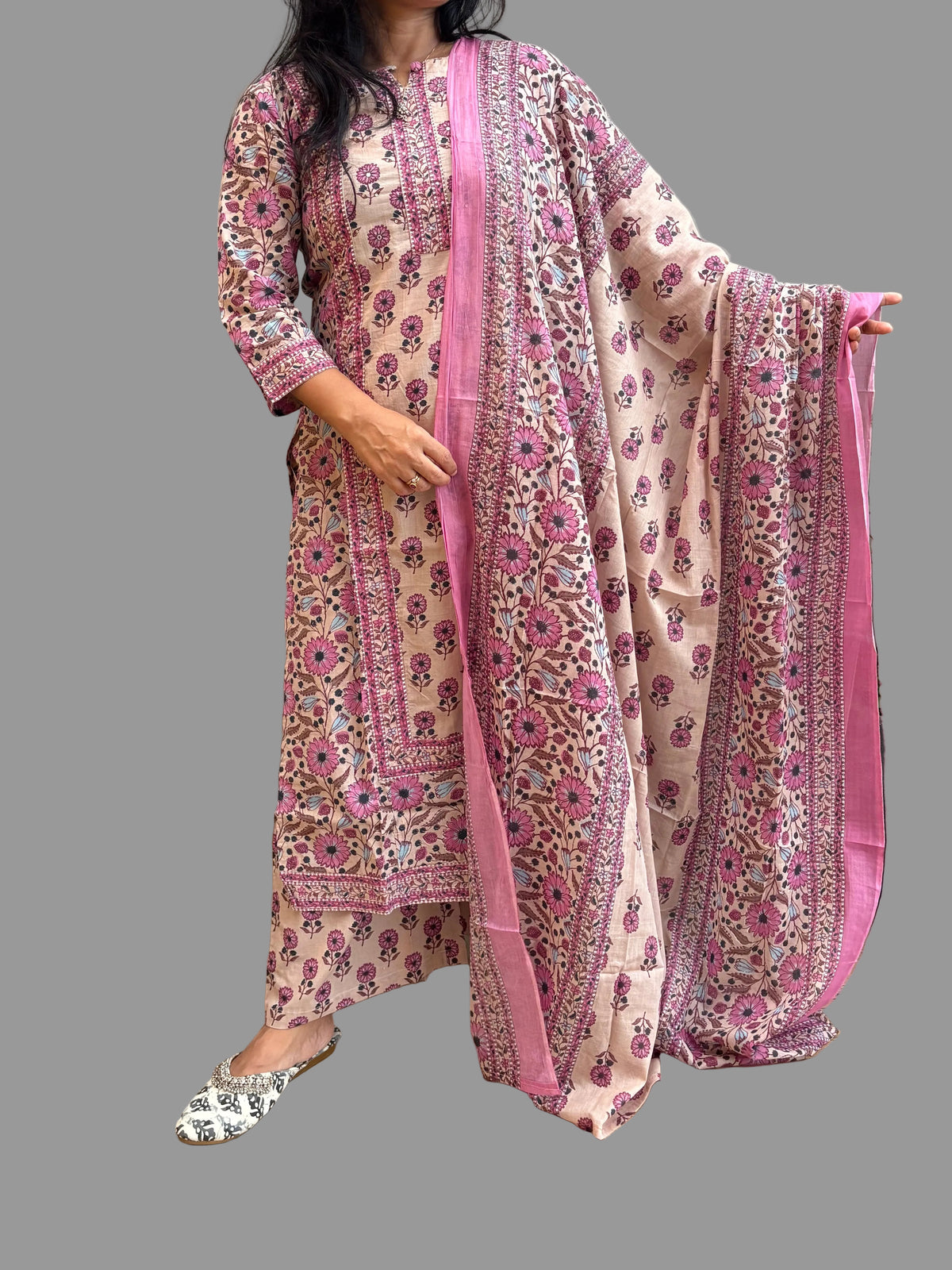 CLASSIC PINK COTTON PRINTED SET