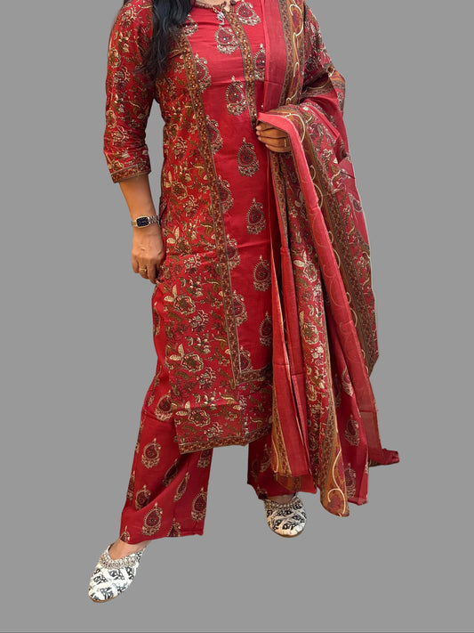CLASSIC RED COTTON PRINTED SET-1