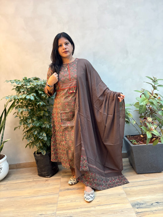 CLASSIC BROWN PRINTED COTTON SET