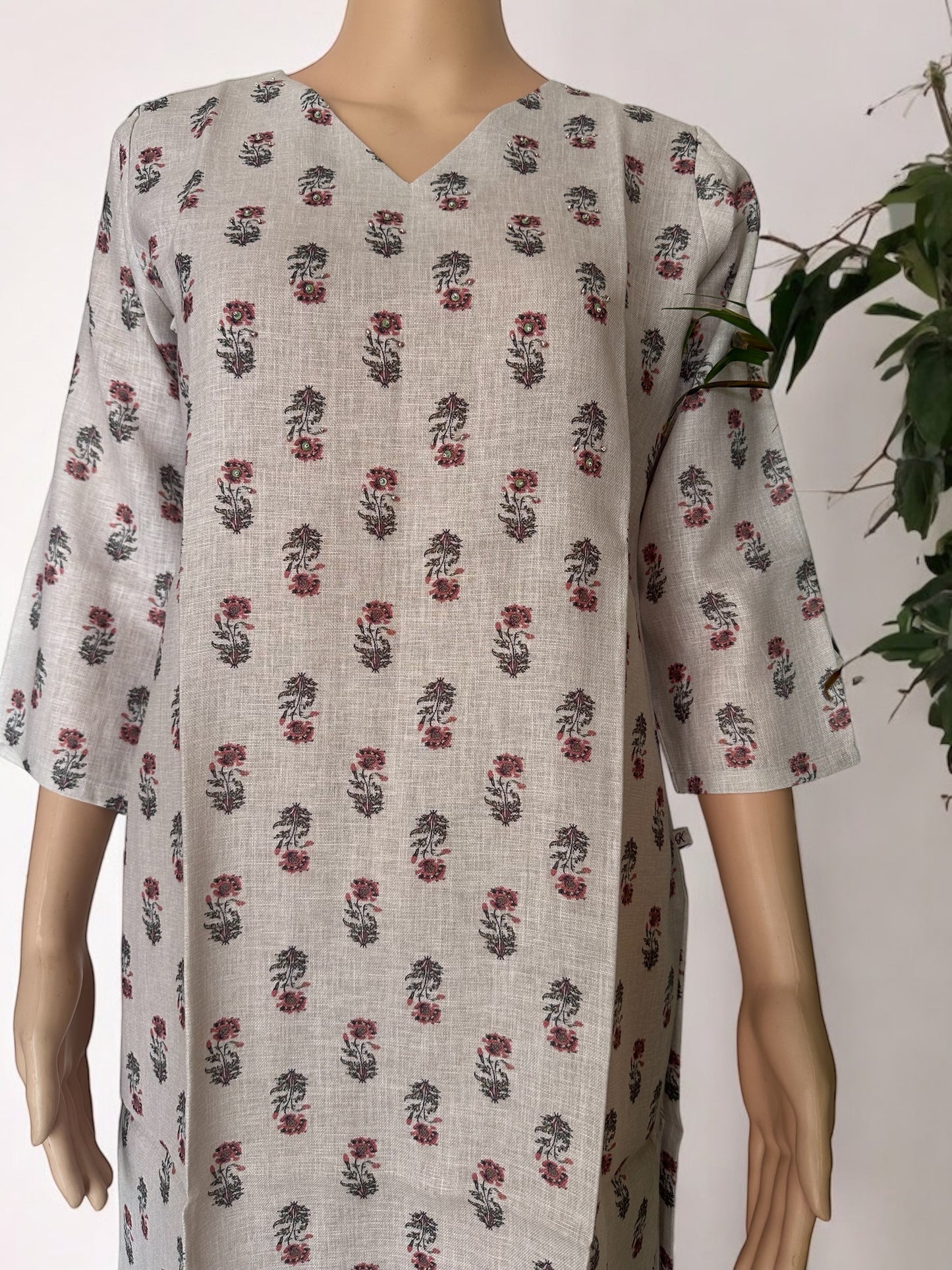 Gray cotton linen co ord set