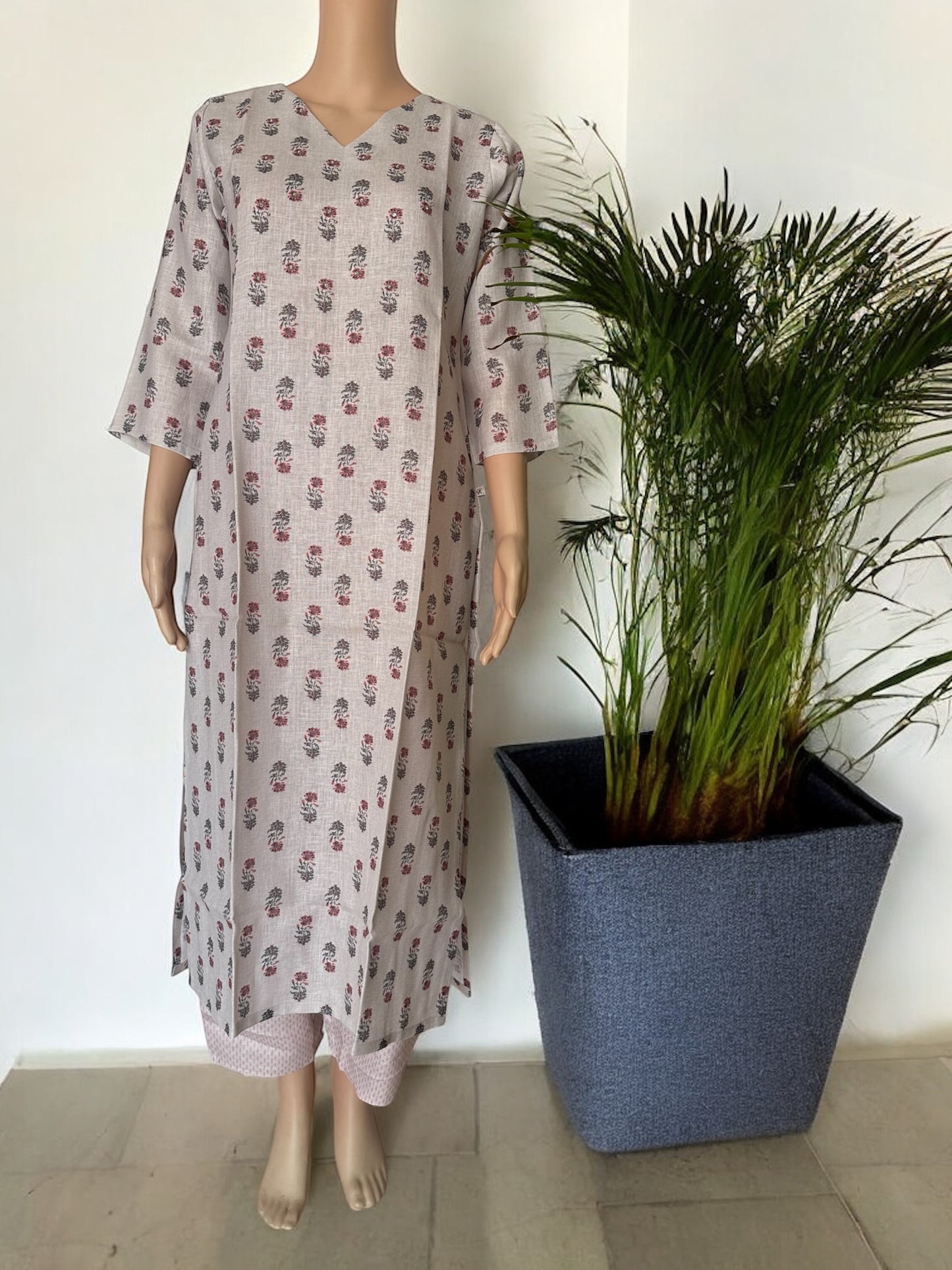 Gray cotton linen co ord set