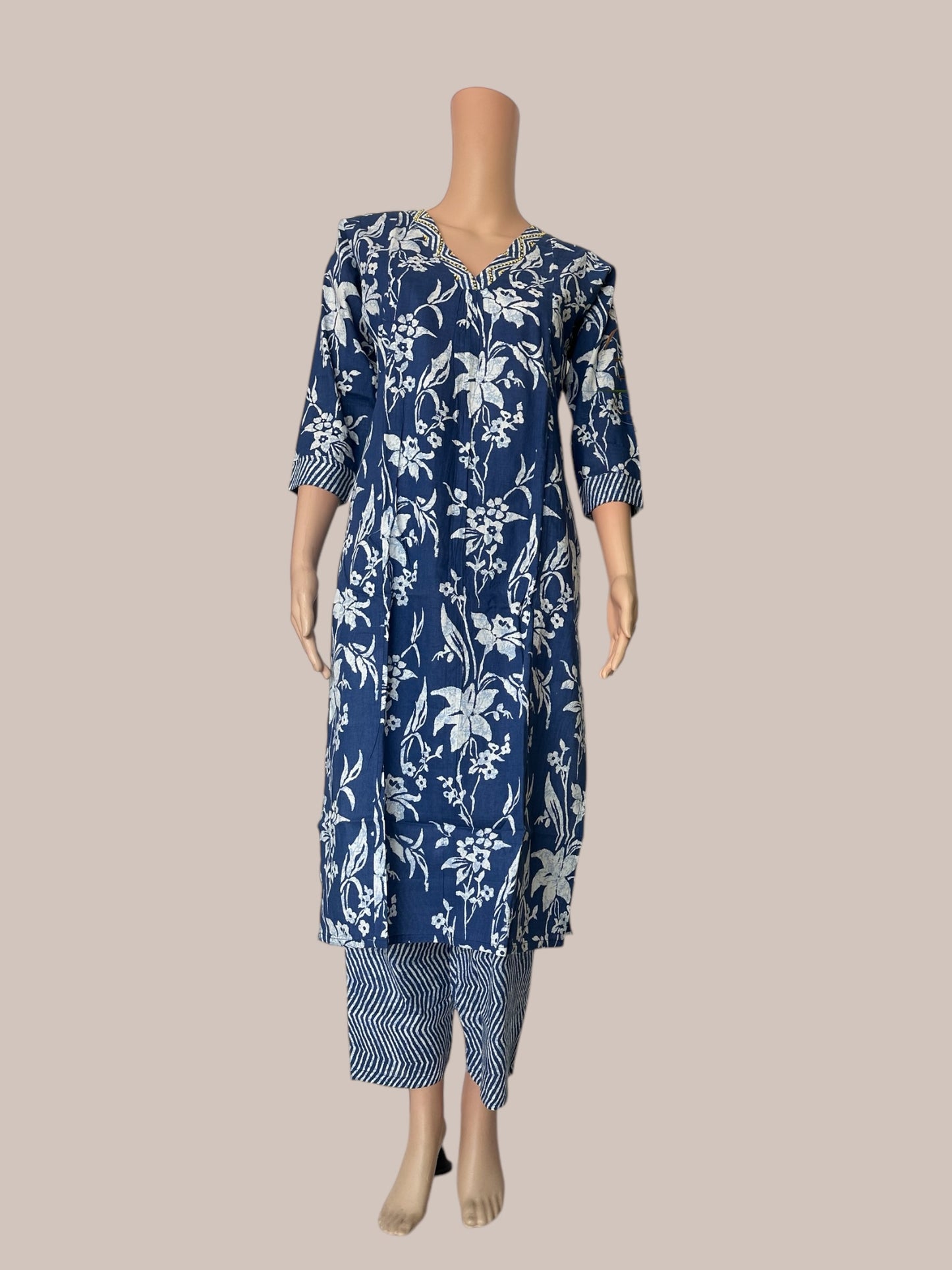 Indigo cotton printed co ord set