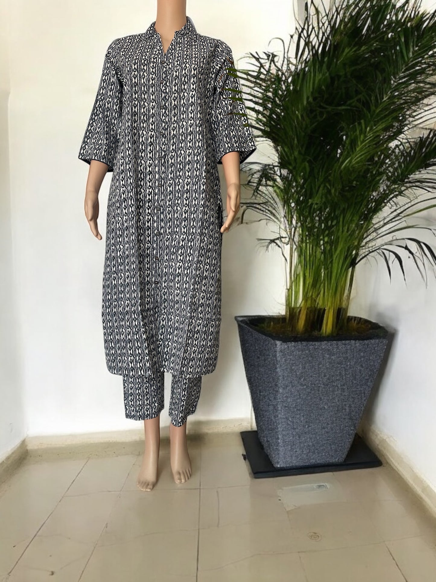 Blue cotton block printed co old set