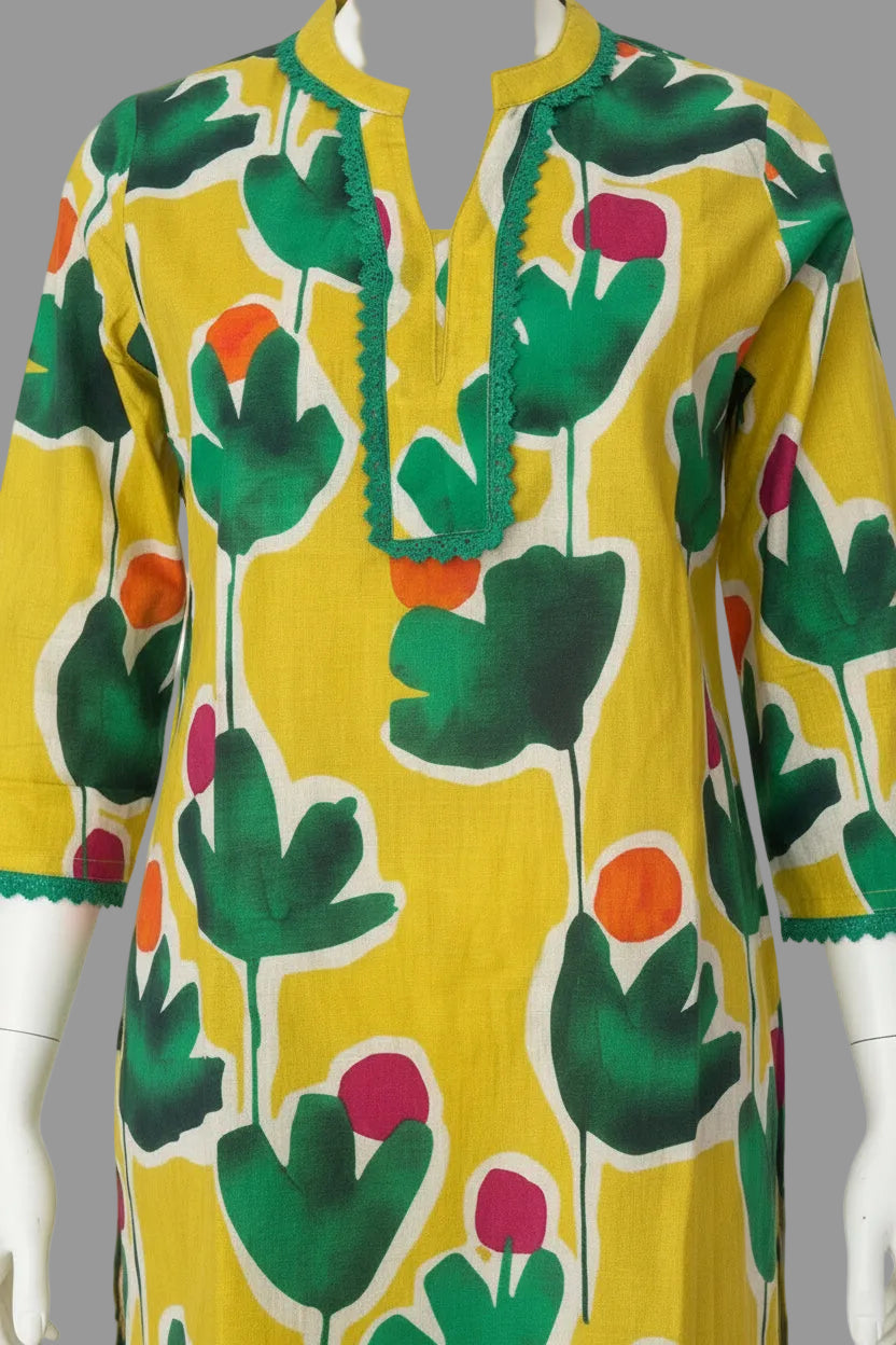 yellow botanical digital printed co ord set