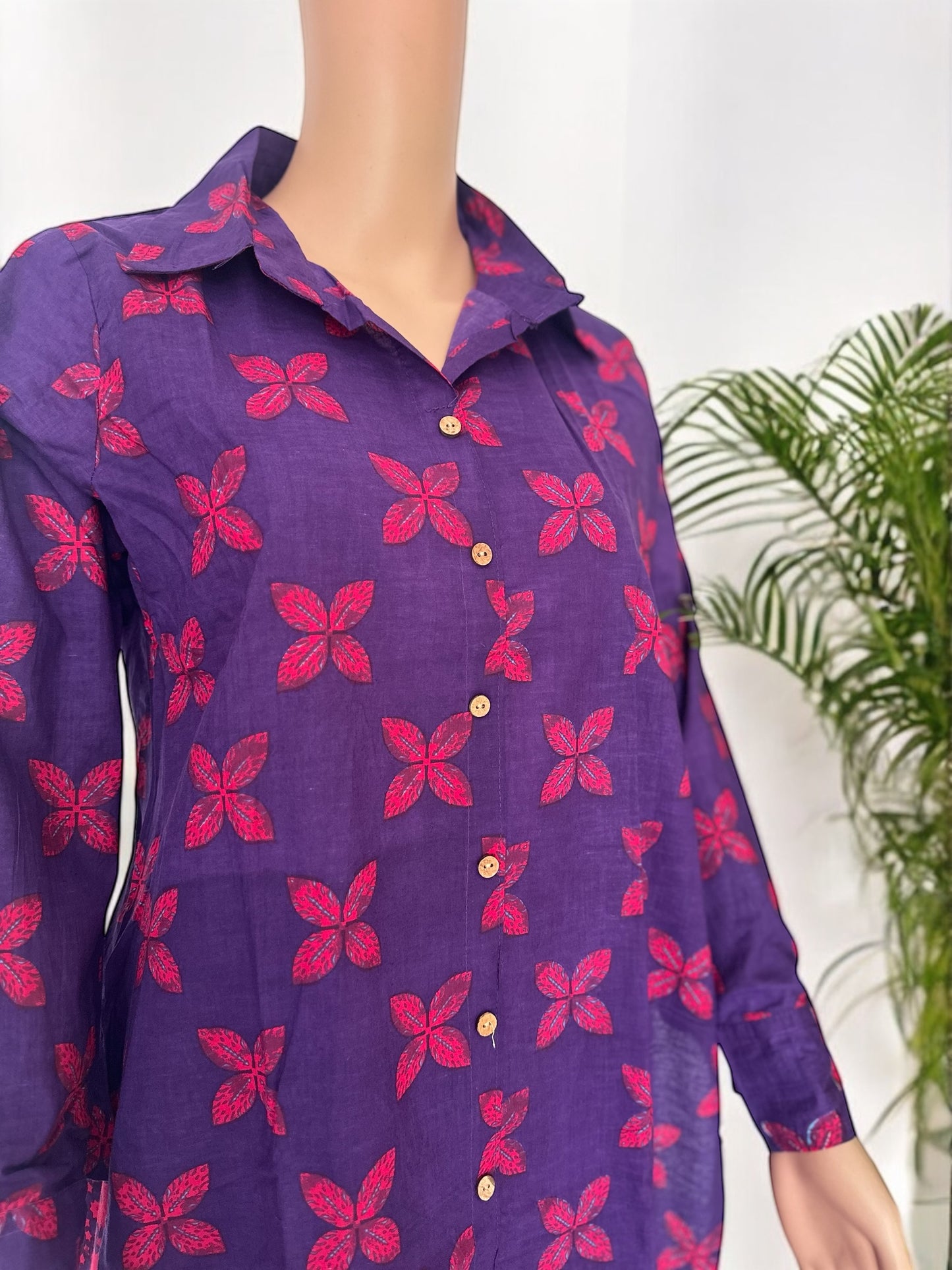 Pink & purple cotton printed co ord set
