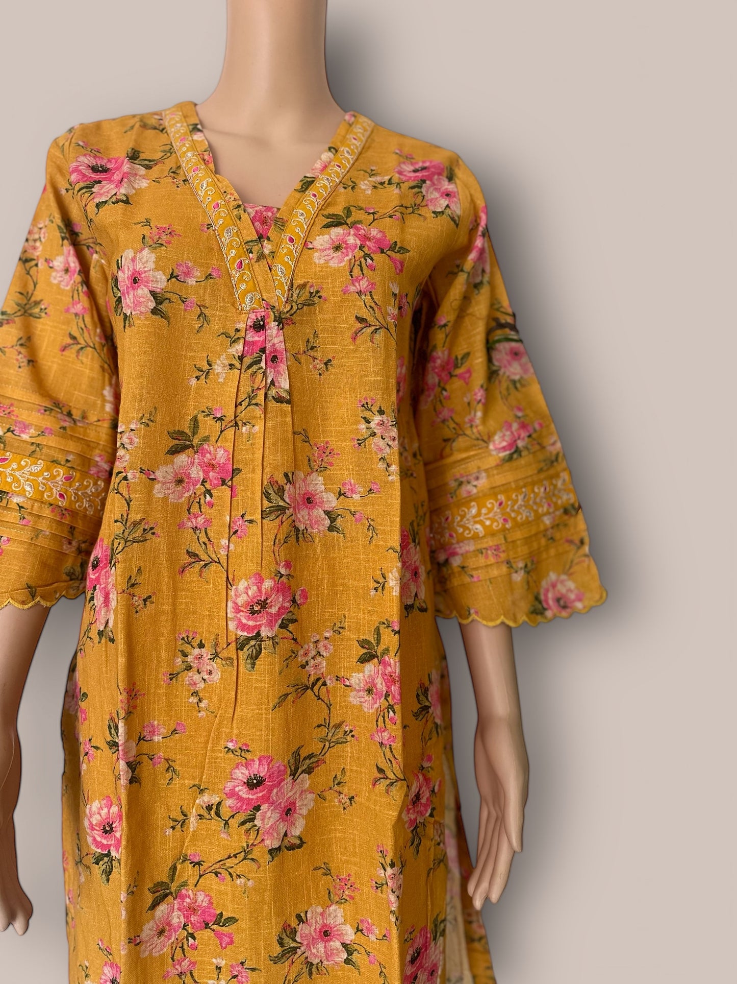 Yellow cotton Linen 2 piece set