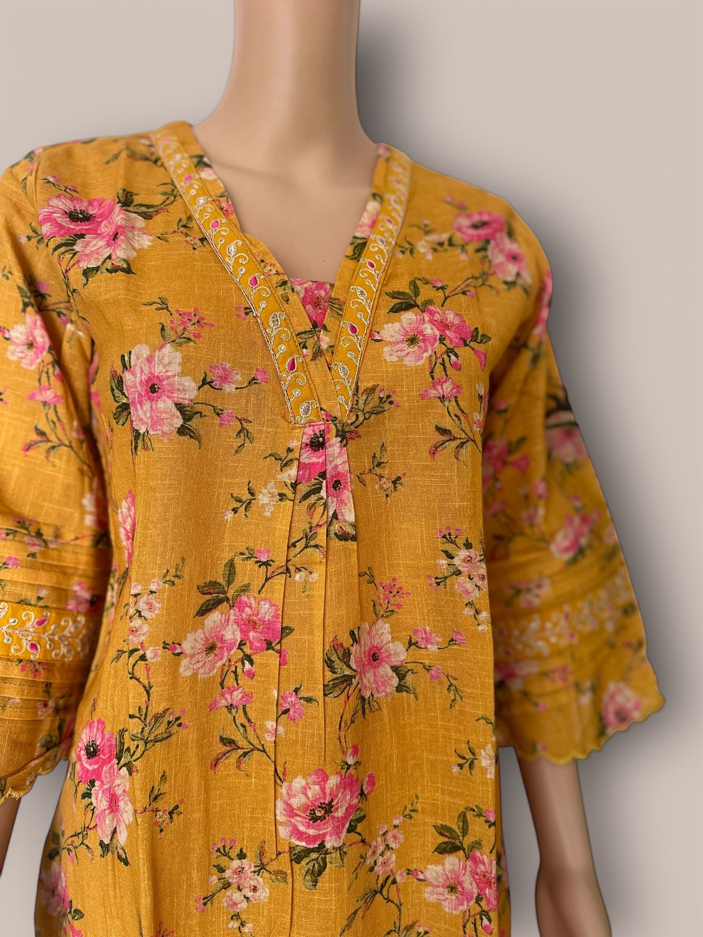 Yellow cotton Linen 2 piece set