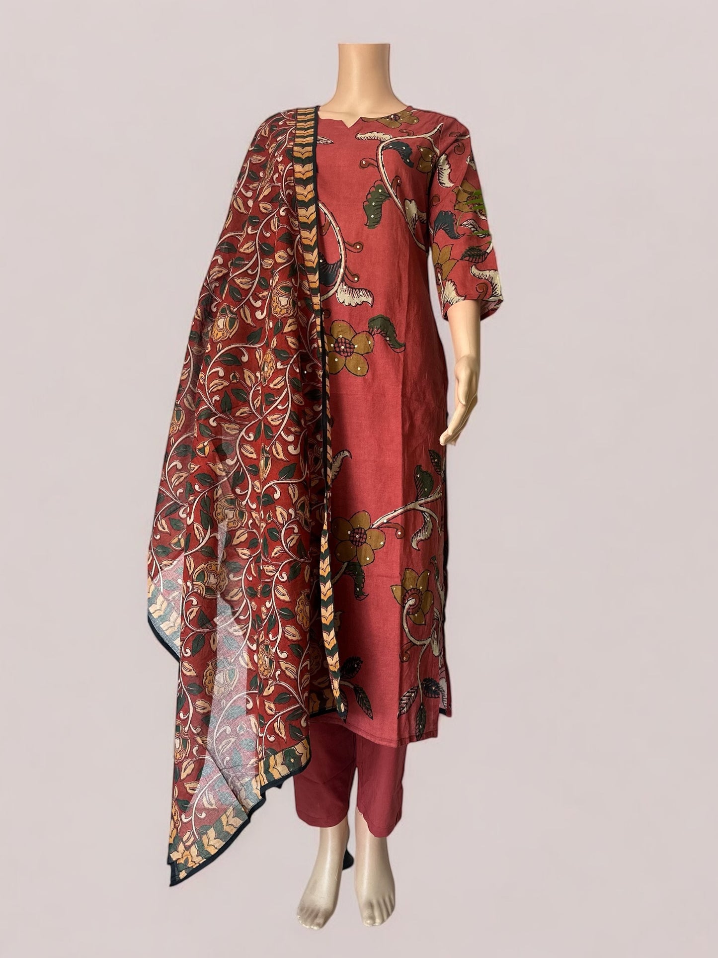 Kalamkaari printed straight Kurti set