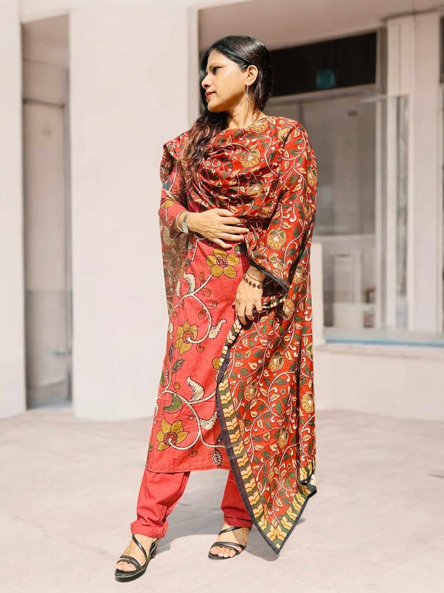 Kalamkaari printed straight Kurti set