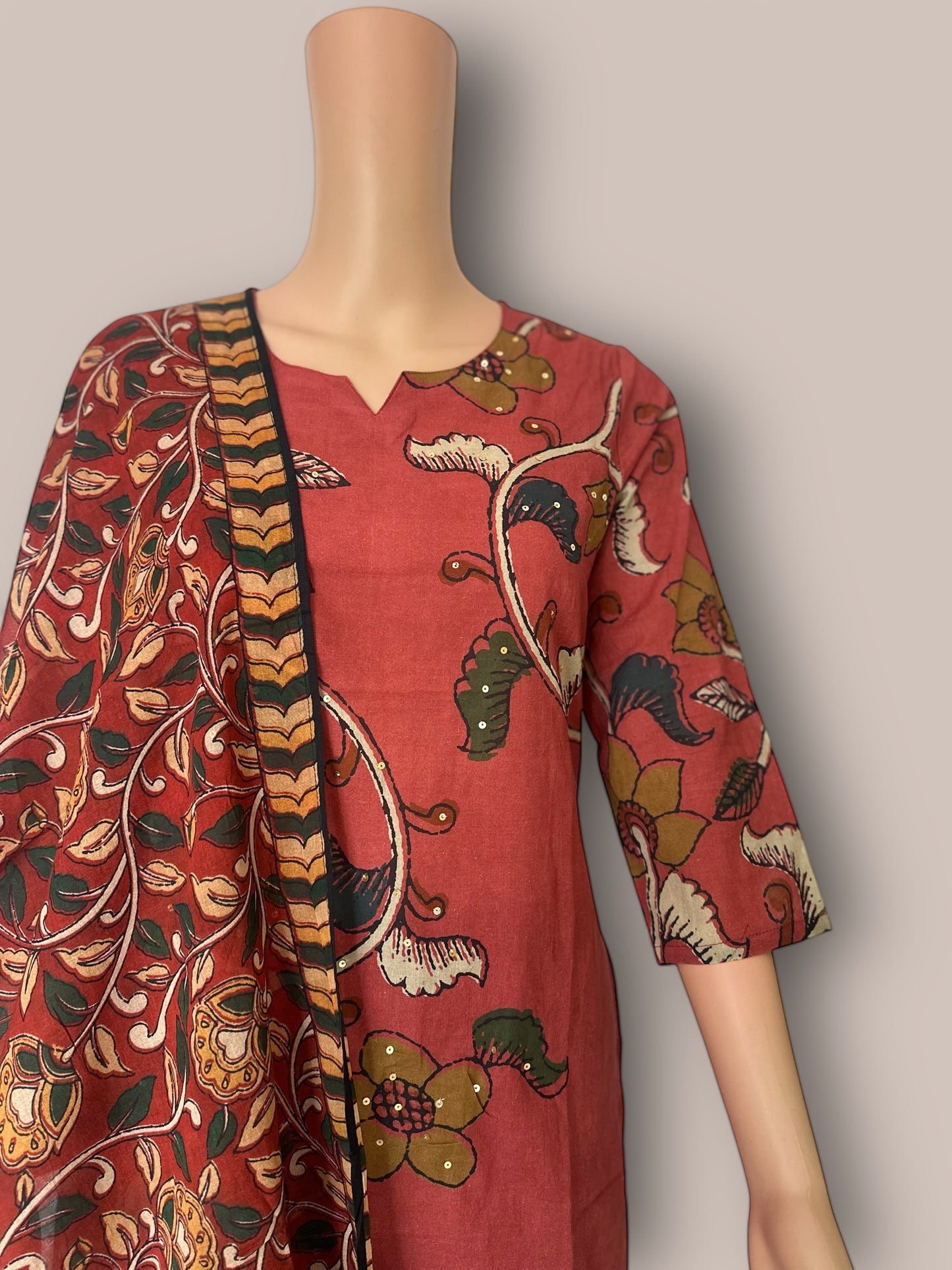 Kalamkaari printed straight Kurti set