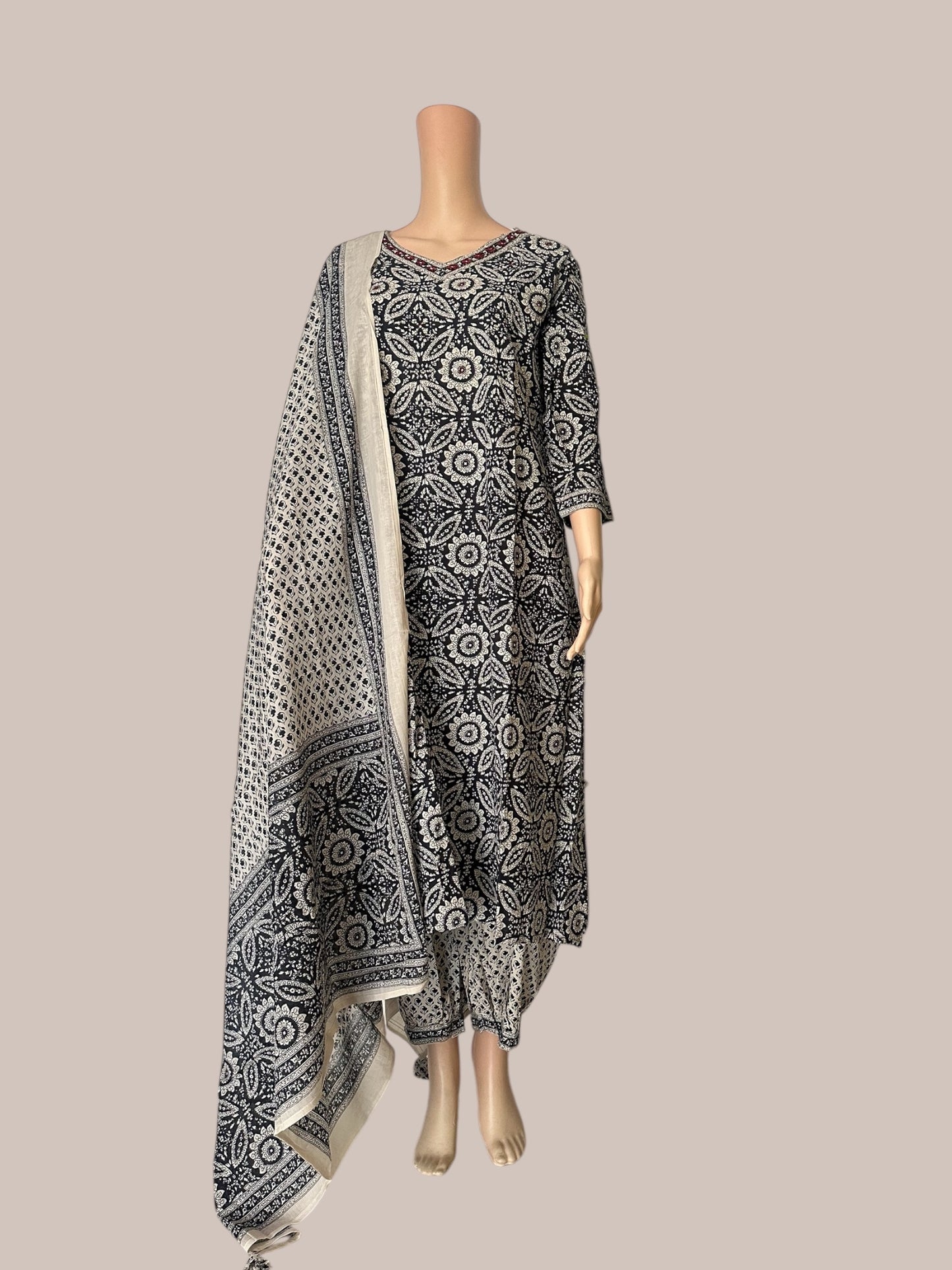 Black cotton printed Kurti sets