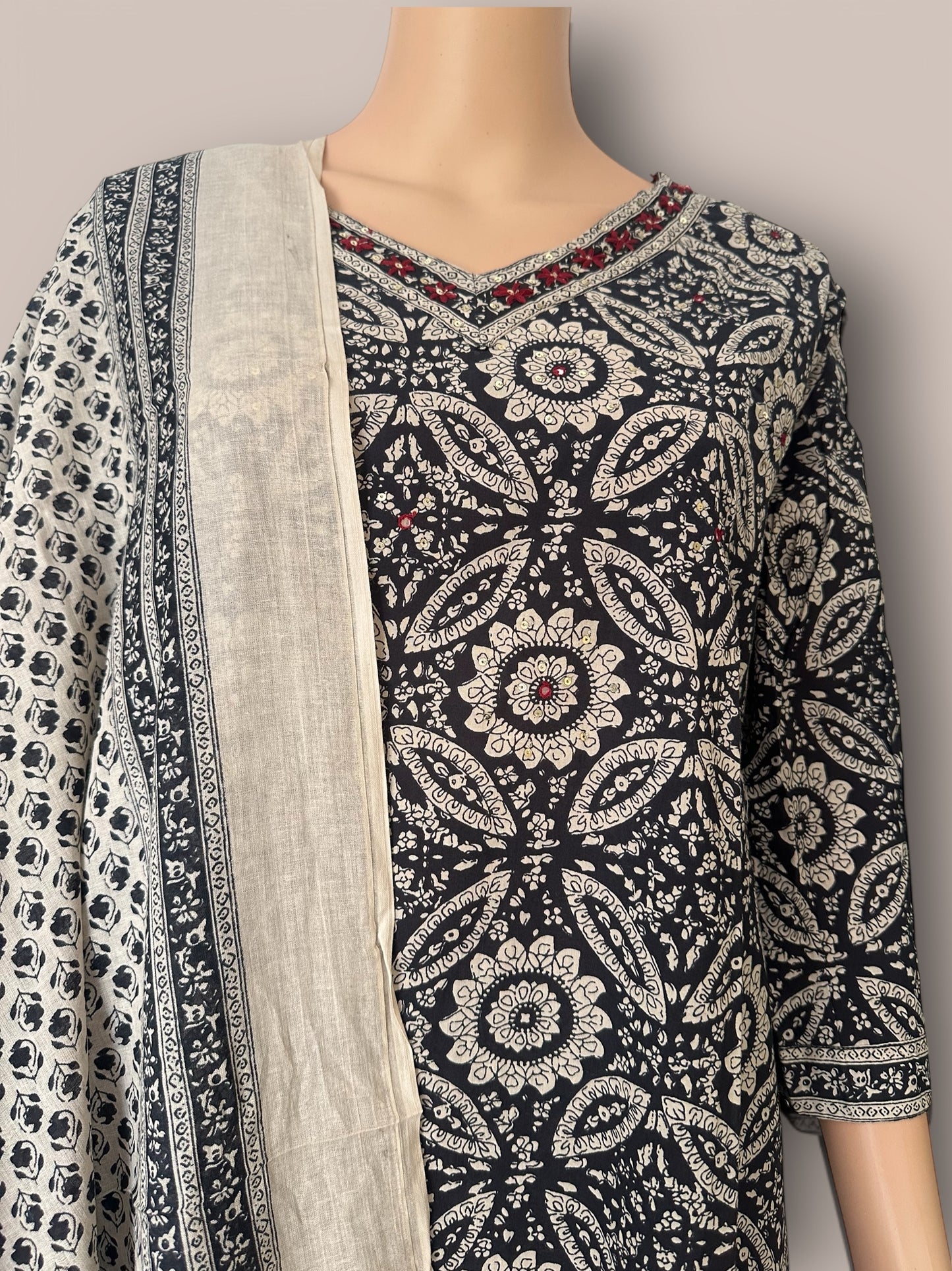 Black cotton printed Kurti sets