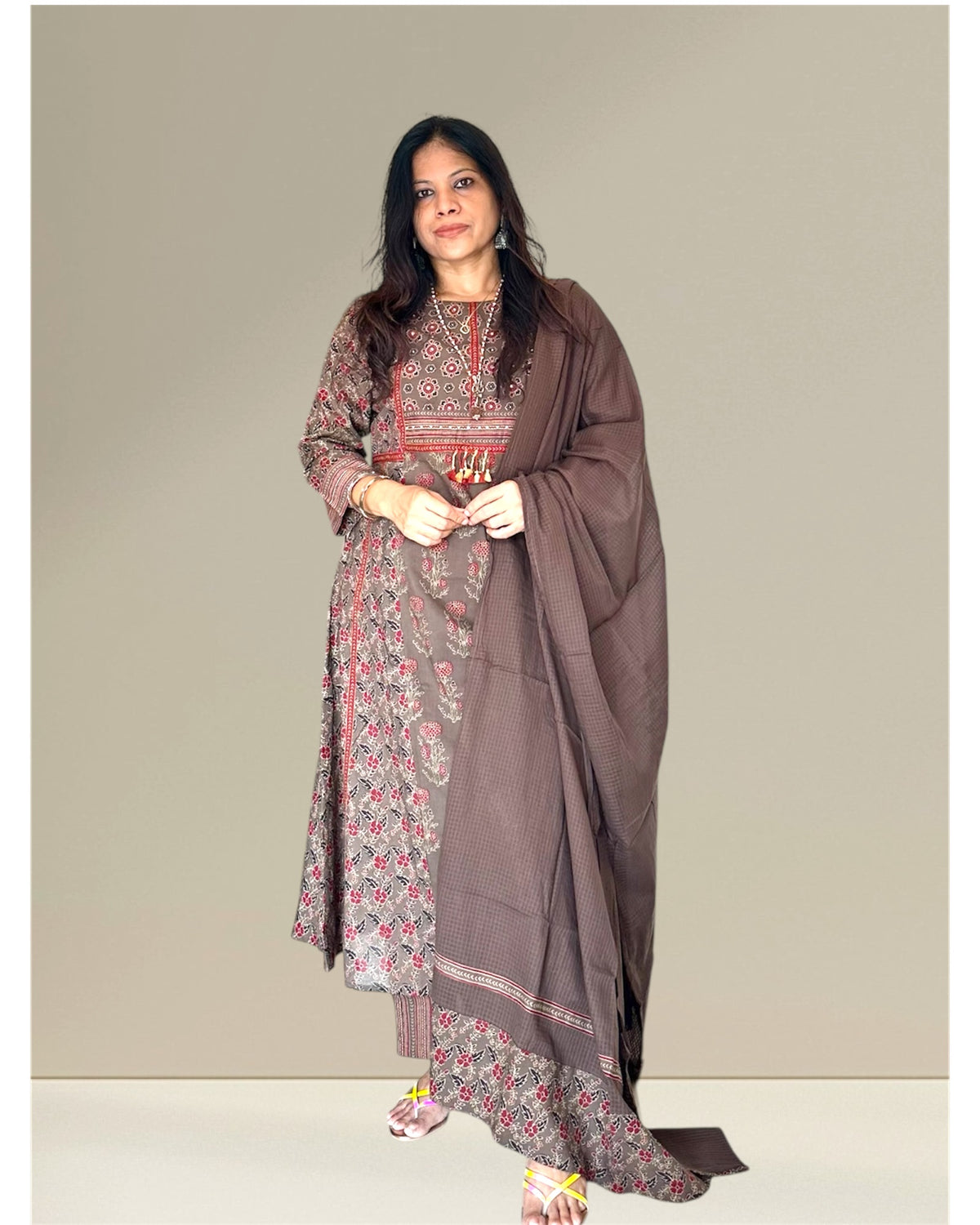 CLASSIC BROWN COTTON PRINTED SET-1