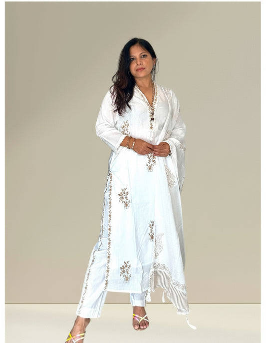 white pure cotton set