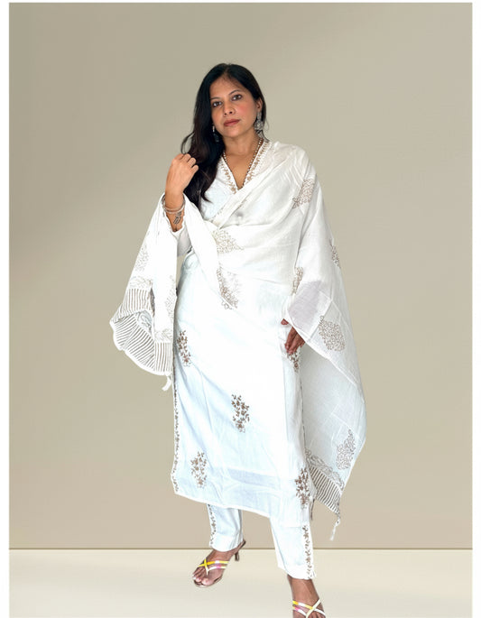white pure cotton set
