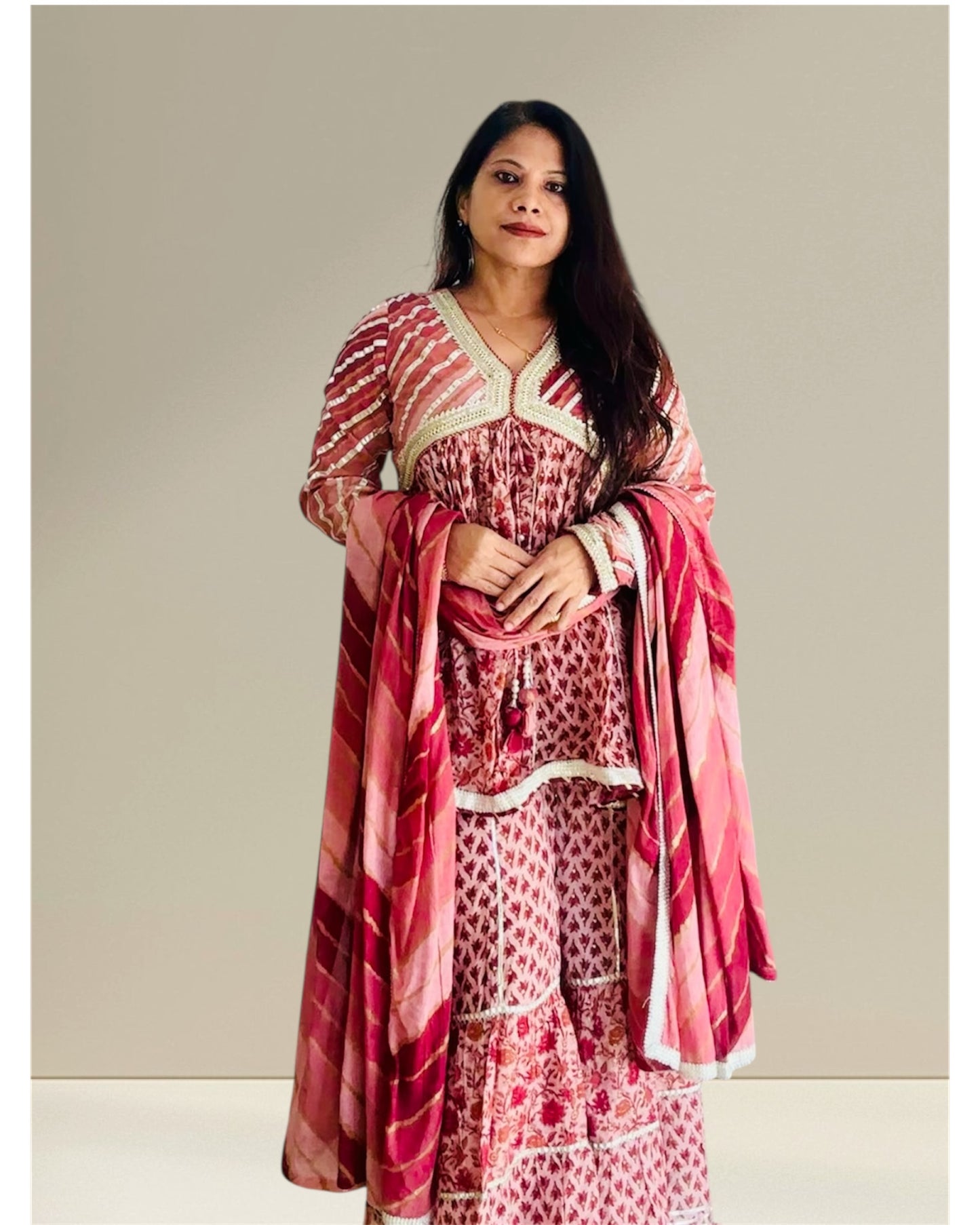 Cotton kurti with sharara set