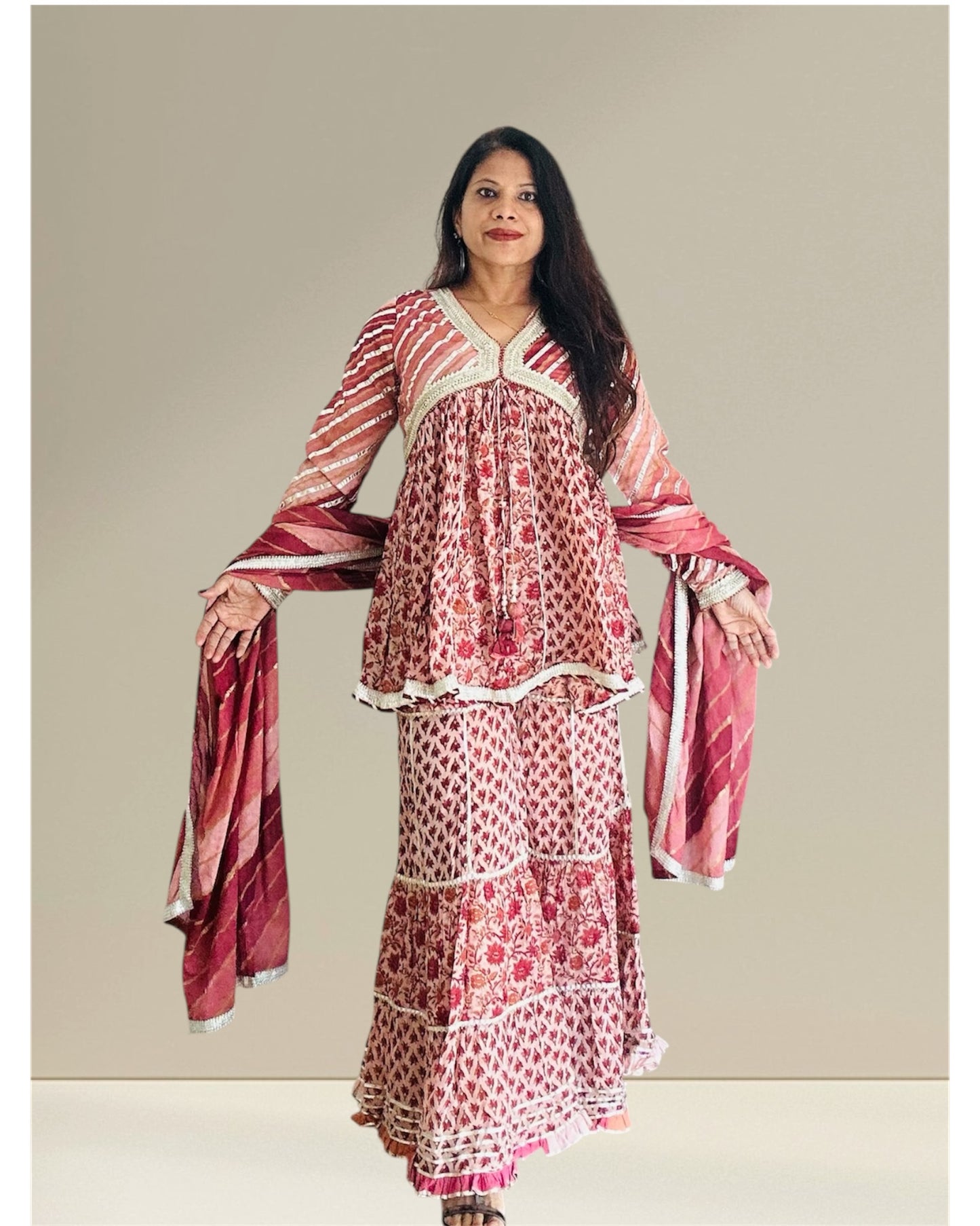 Cotton kurti with sharara set