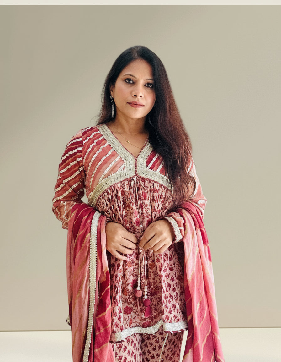 Cotton kurti with sharara set
