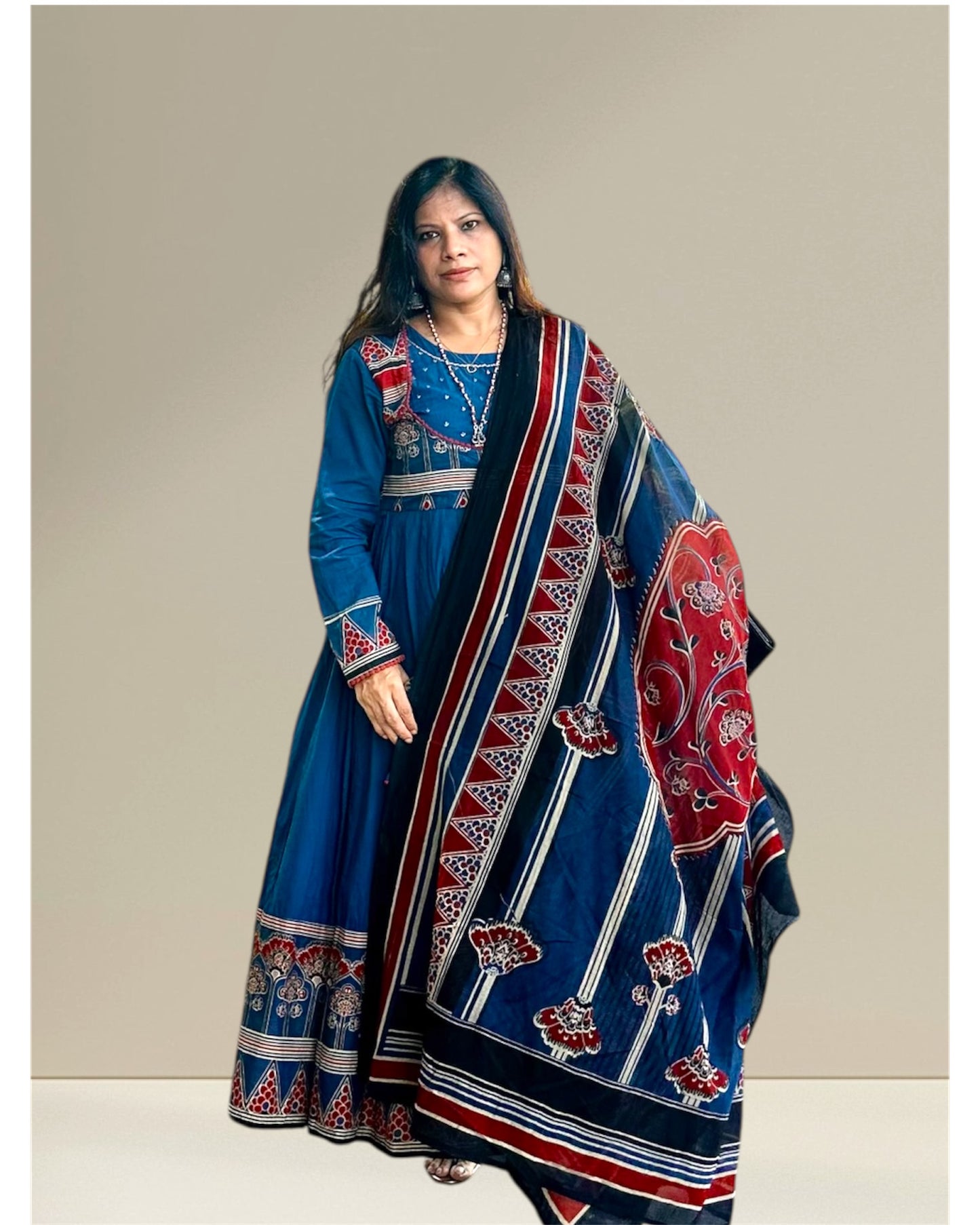 Blue pure cotton Anarkali