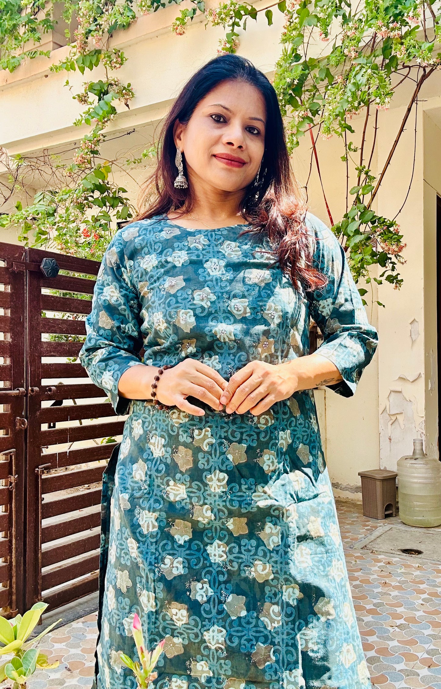 Blue cotton printed kurti