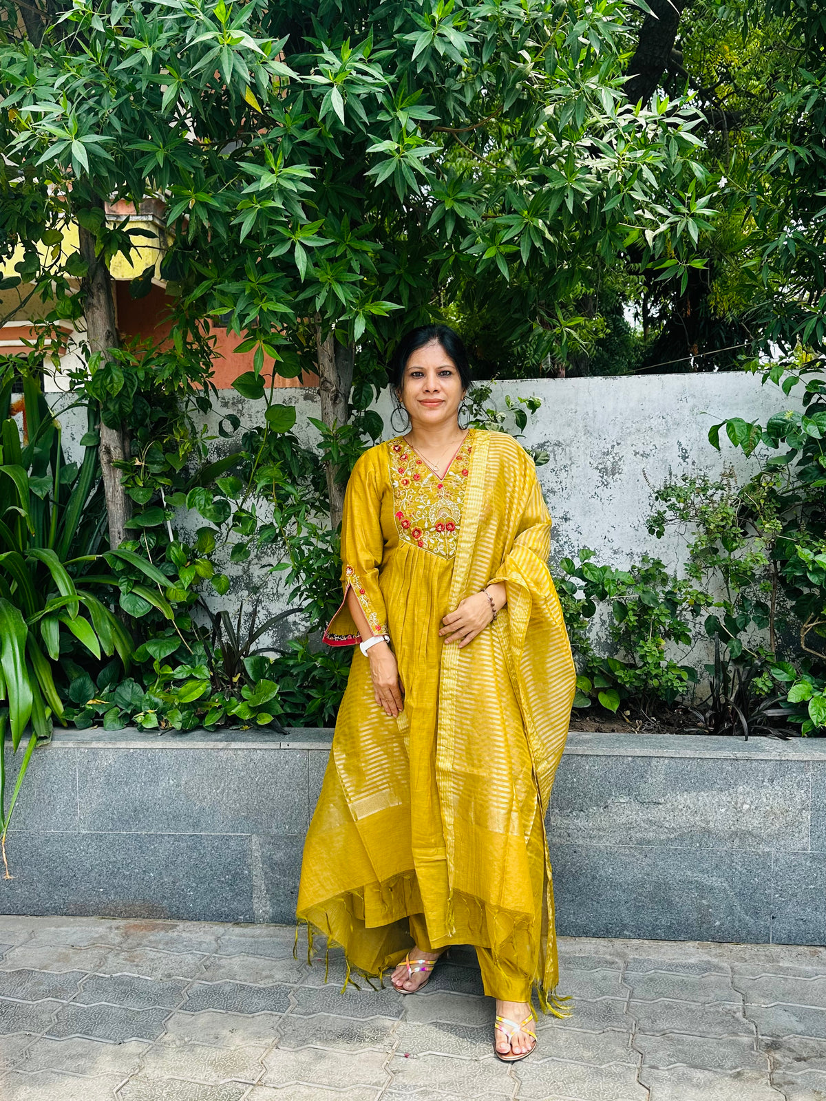 YELLOW CHANDERI SET