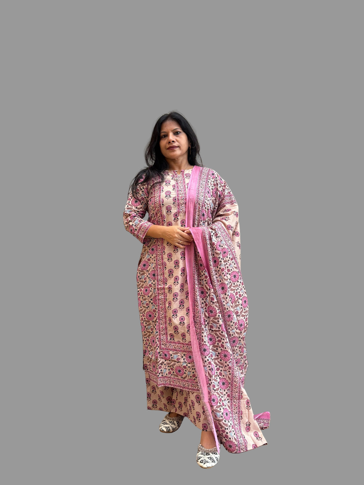 CLASSIC PINK COTTON PRINTED SET