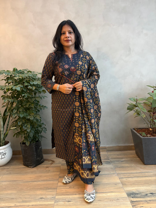 CLASSIC BLACK COTTON PRINTED SET
