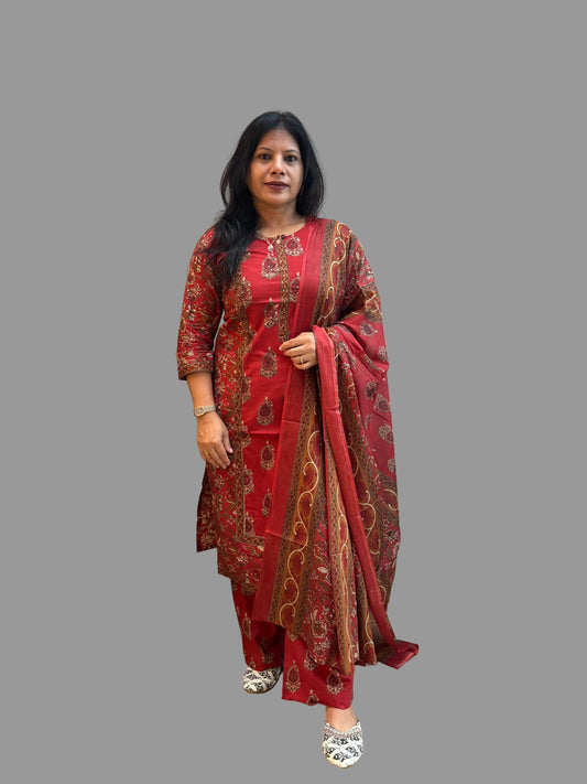 CLASSIC RED COTTON PRINTED SET-1