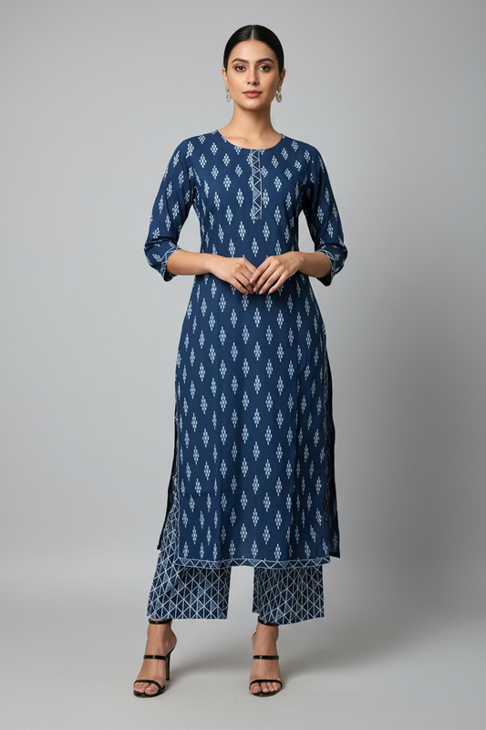 Indigo cotton printed co ord set