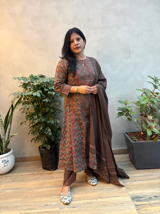 CLASSIC BROWN PRINTED COTTON SET