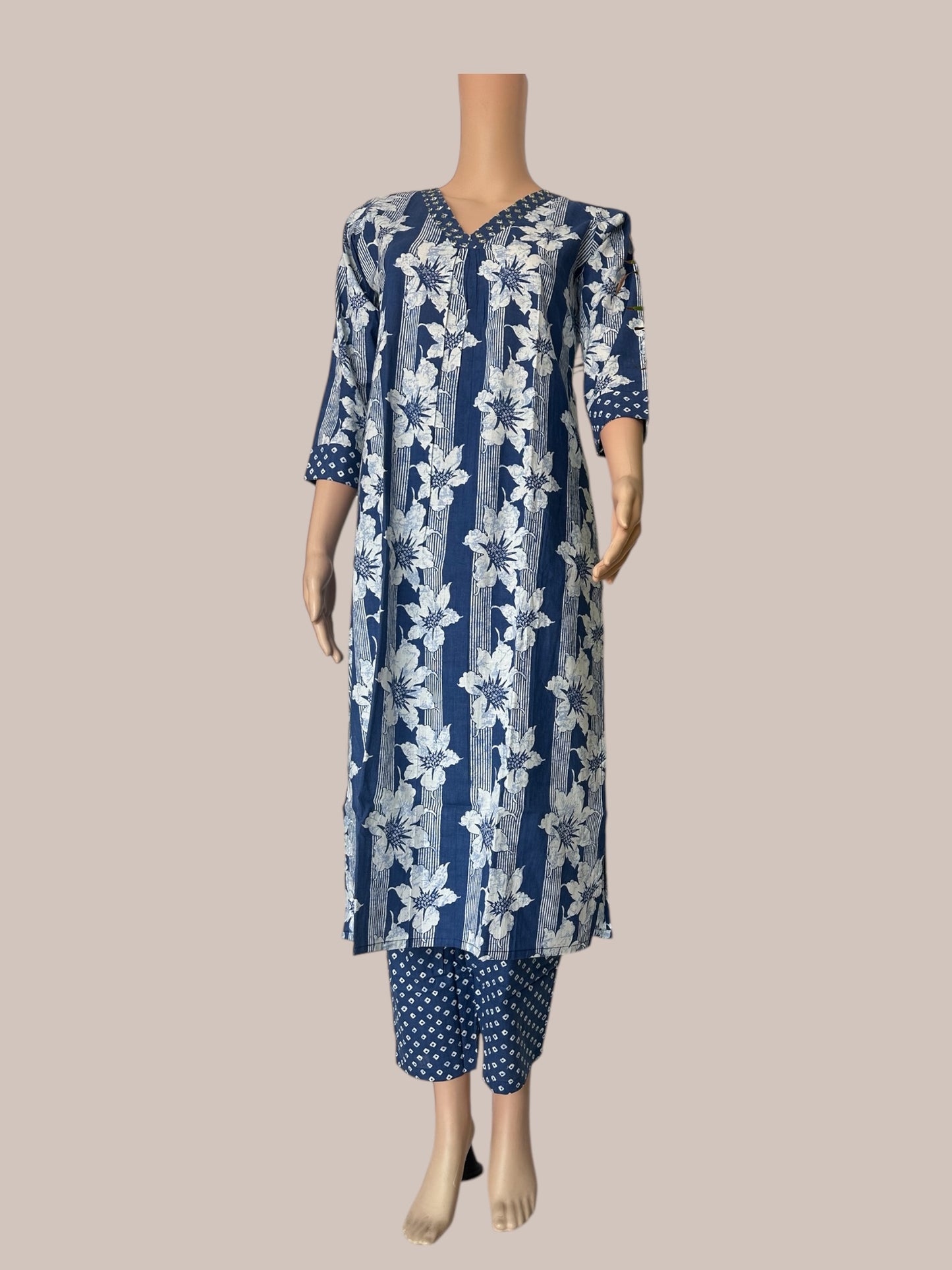 Indigo cotton printed co ord set