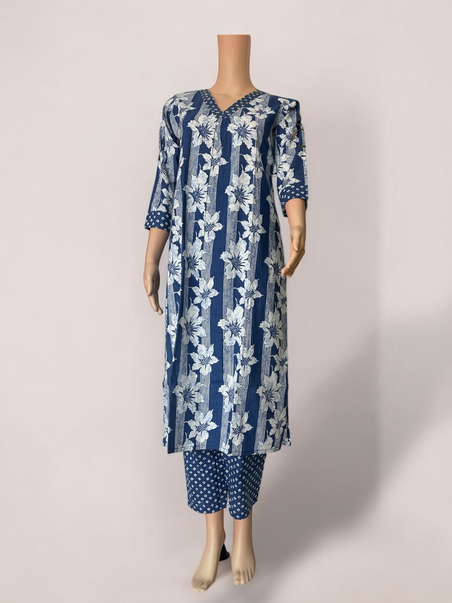 Indigo cotton printed co ord set