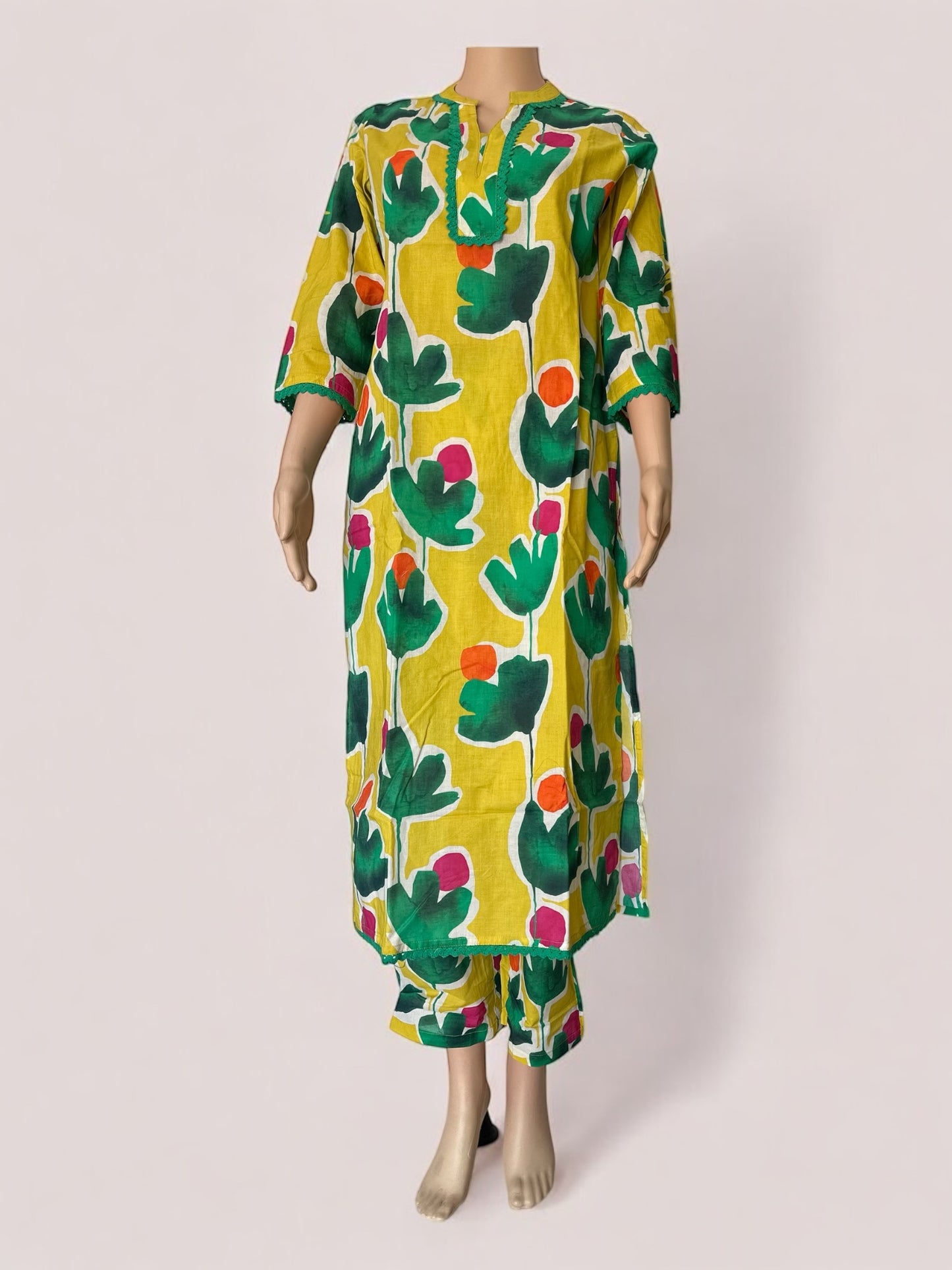 yellow botanical digital printed co ord set