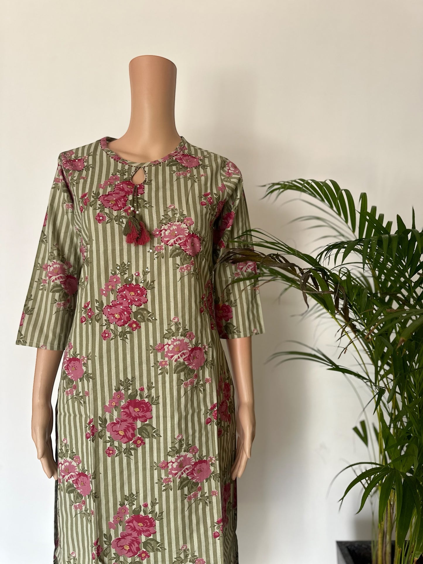 Green cotton printed 2 piece set