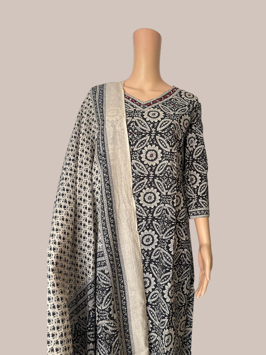 Black cotton printed Kurti sets