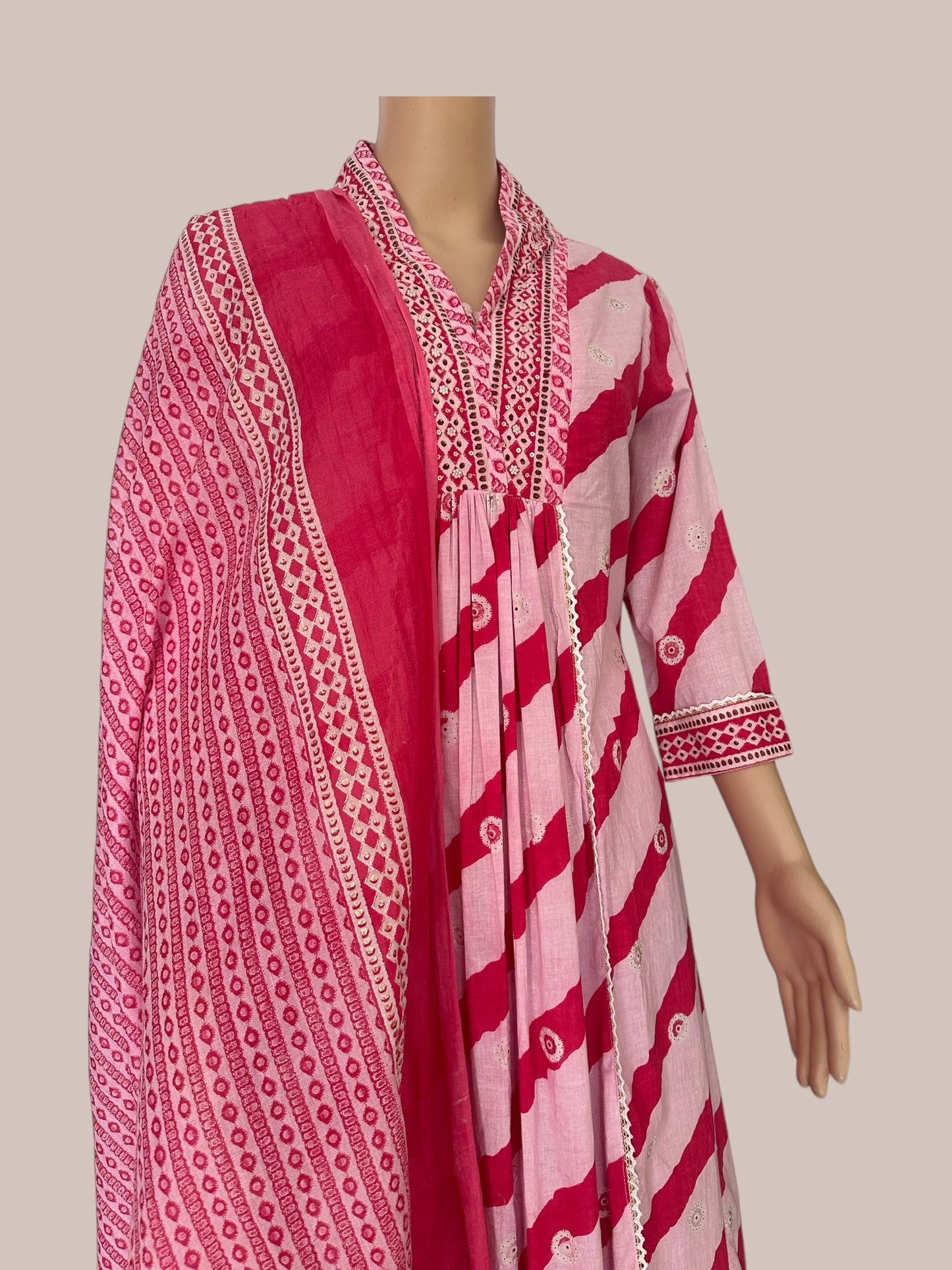 pink cotton printed Kurti sets