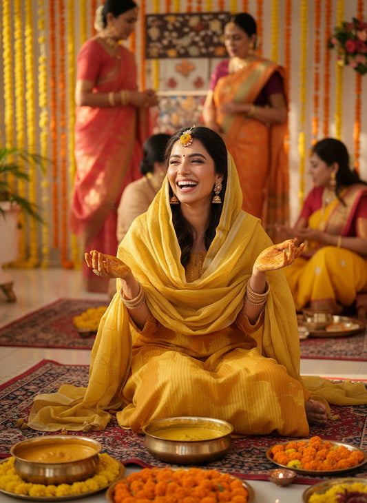 Yellow straight chanderi Kurti set