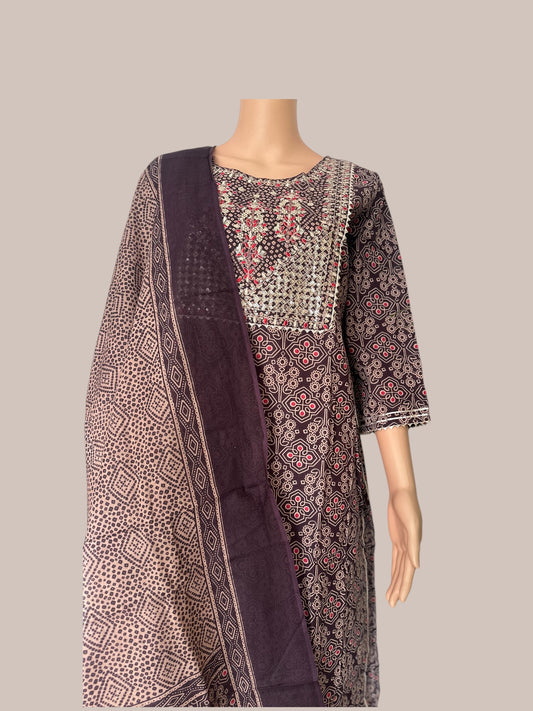 cotton printed straight Kurti set