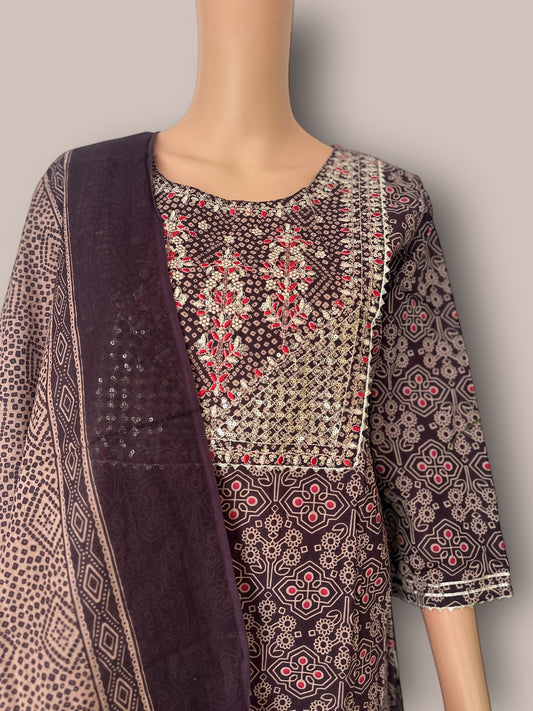 cotton printed straight Kurti set