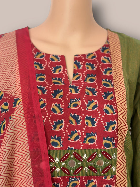 Green solid straight Kurti set