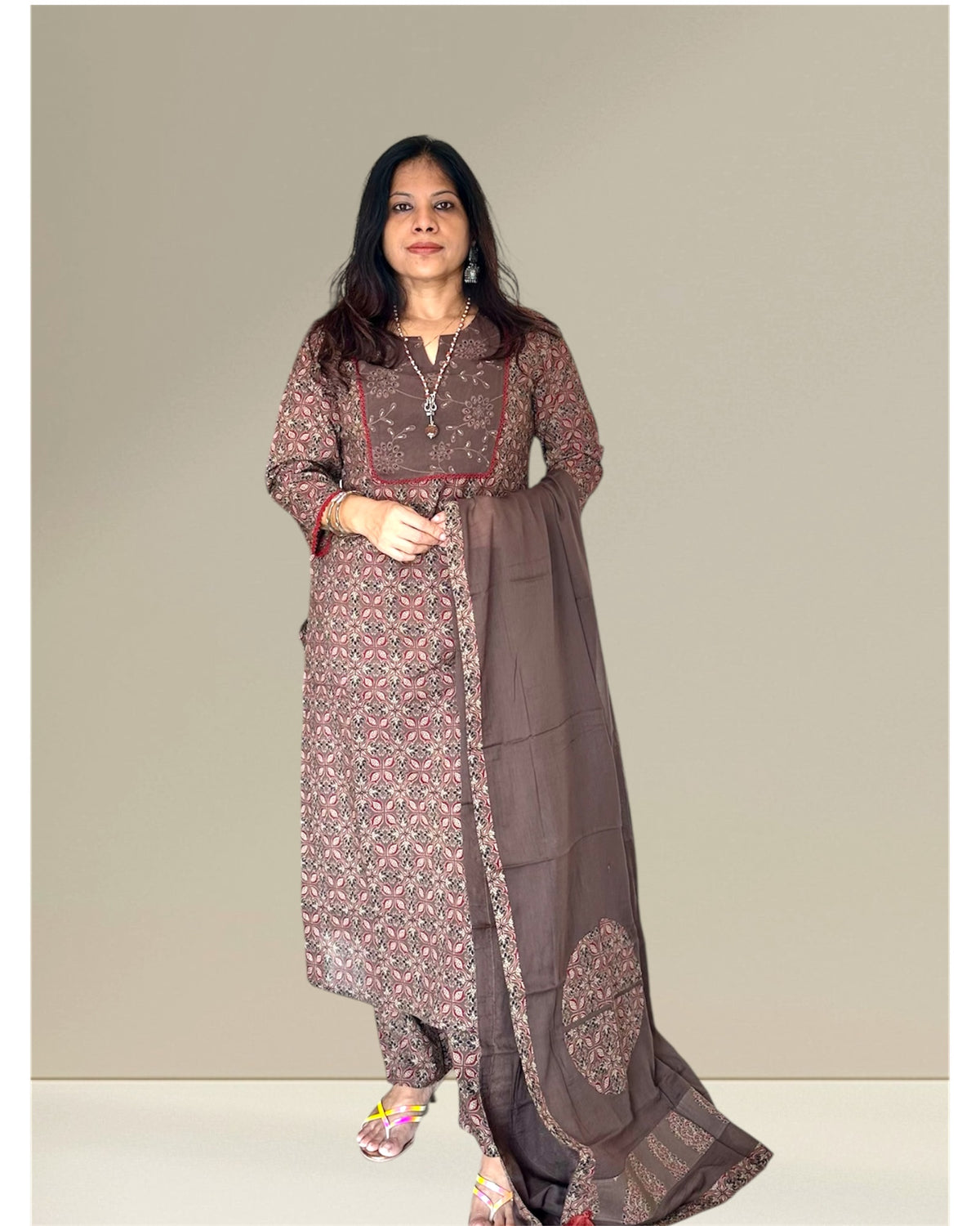 CLASSIC BROWN COTTON PRINTED SET-1