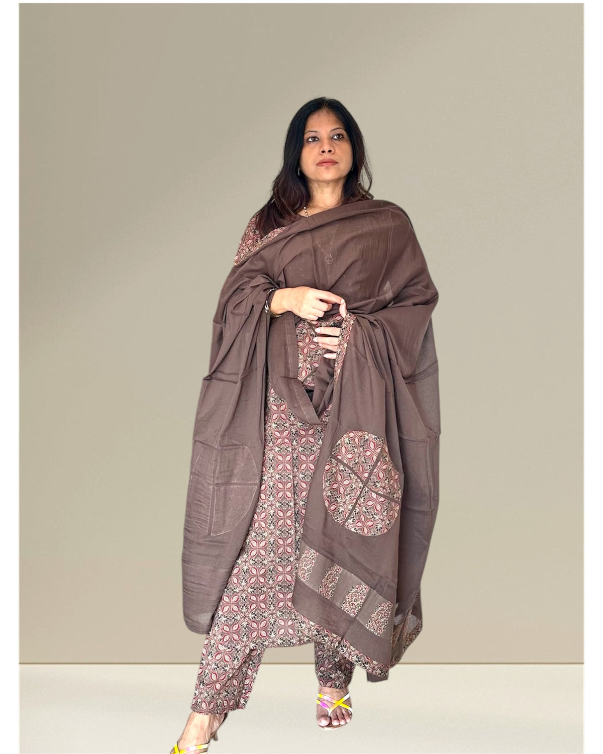 CLASSIC BROWN COTTON PRINTED SET-1
