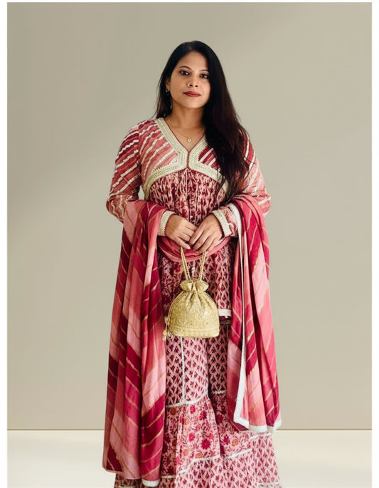 Cotton kurti with sharara set