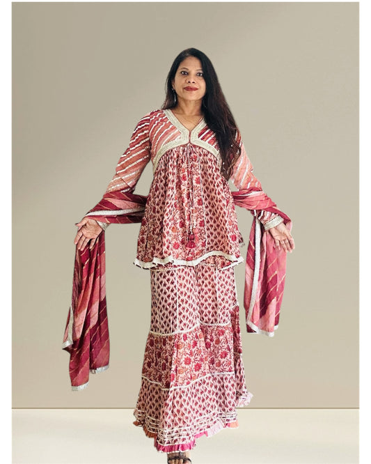 Cotton kurti with sharara set